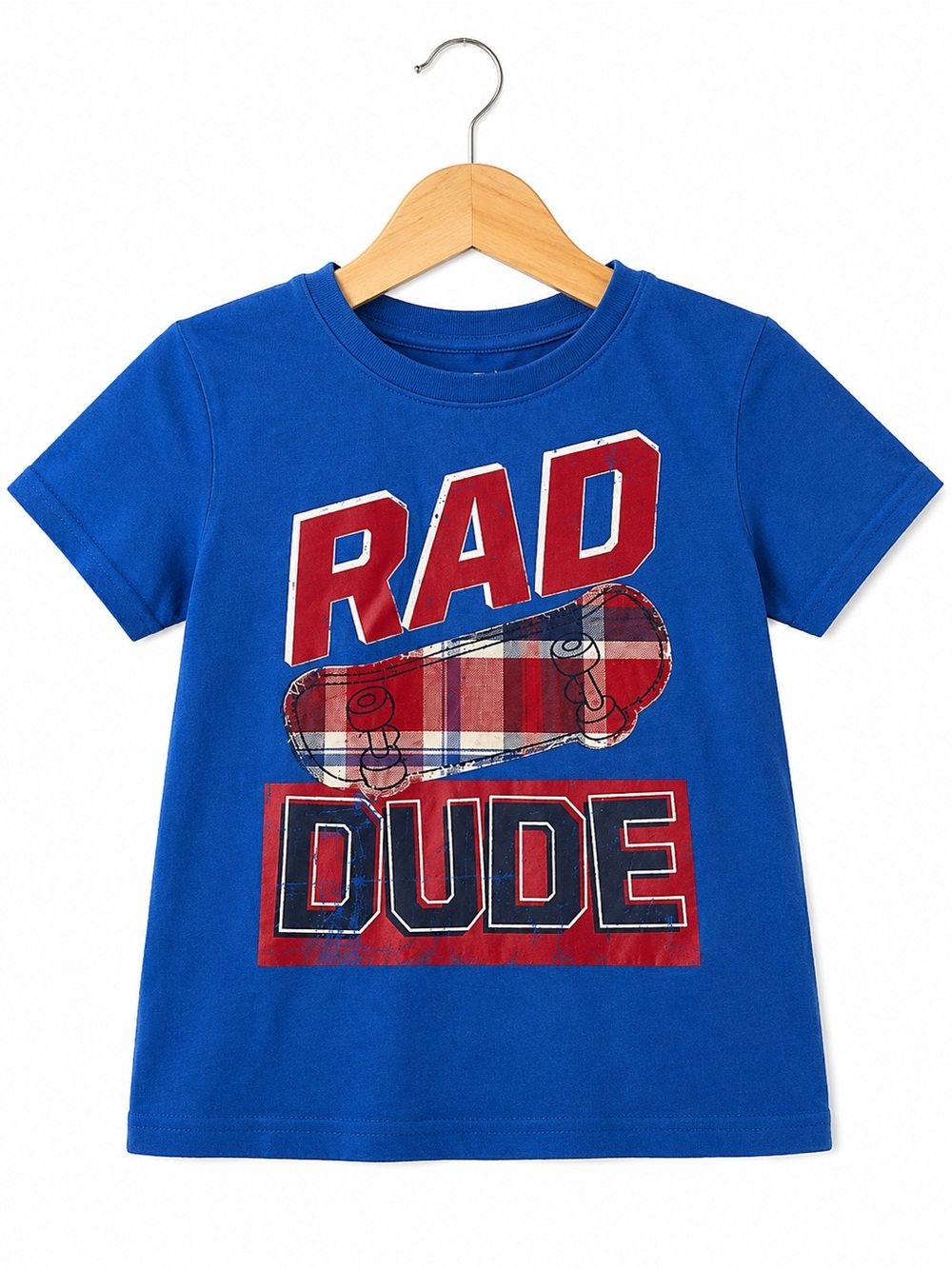 Circo Rad Dude Skateboard Graphic T Shirt Boys 3T Blue Plaid Skate Tee